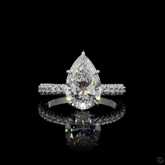 pear and round cut lab grown diamond ring white gold
