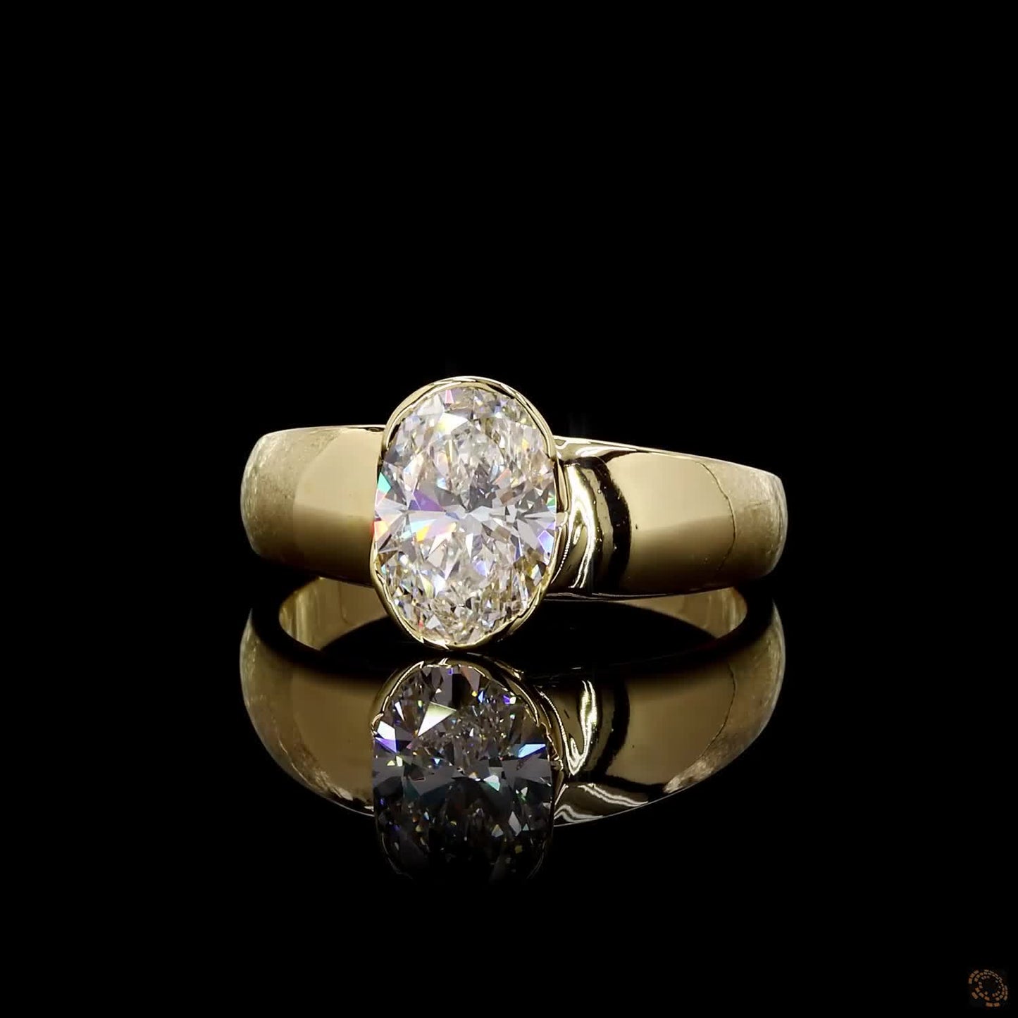 Yellow gold lab grown diamond ring 1.5 carat oval cut