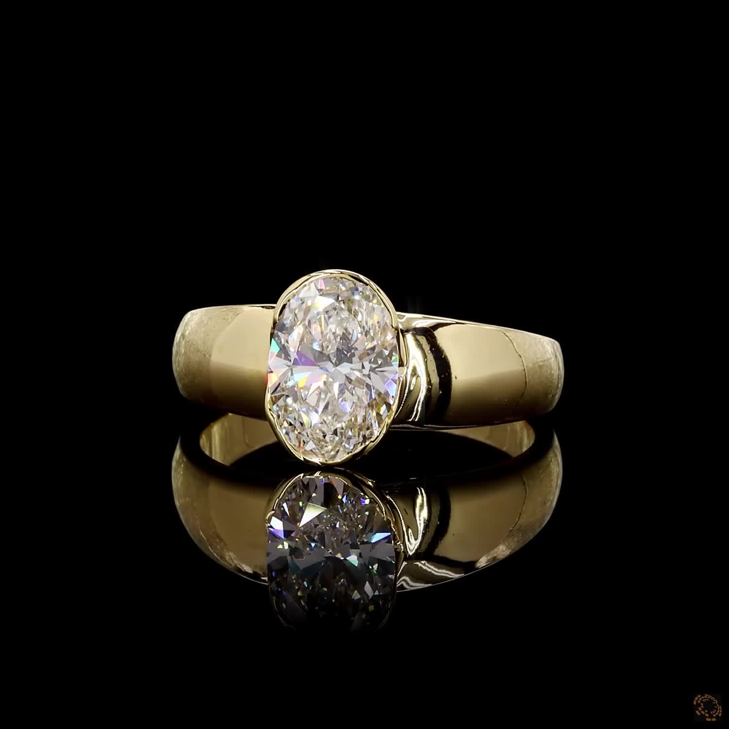 Yellow gold lab grown diamond ring 1.5 carat oval cut