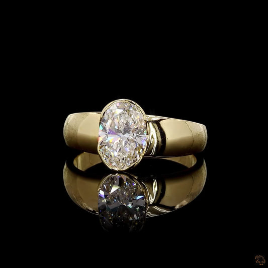 Yellow gold lab grown diamond ring 1.5 carat oval cut