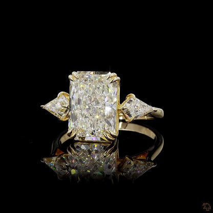 Yellow gold lab grown diamond ring radiant and kite cut