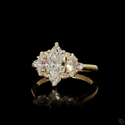 2.38 Ct Lab-Grown Diamond Ring With 0.70 Ct Marquise Center In 14K Yellow Gold