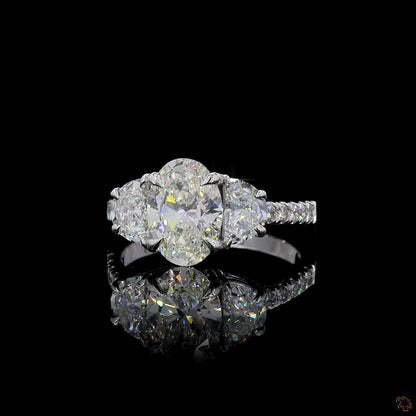 White gold lab grown diamond ring oval half moon round