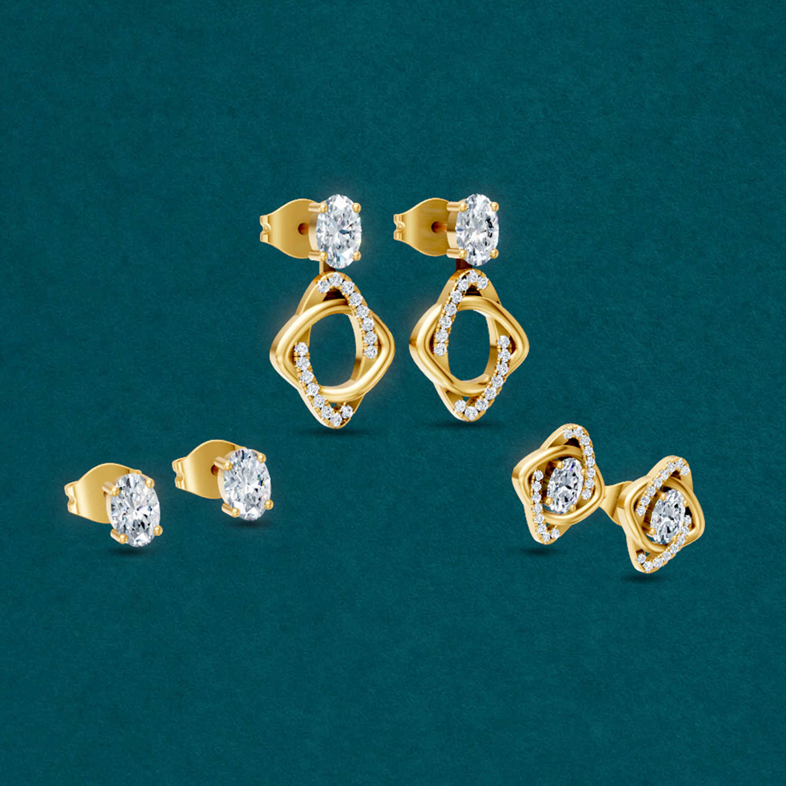 Convertible earrings featuring 0.66 total carats of oval and round lab-grown diamonds, offering versatile styling, delicate sparkle, and an elegant mixed-shape design