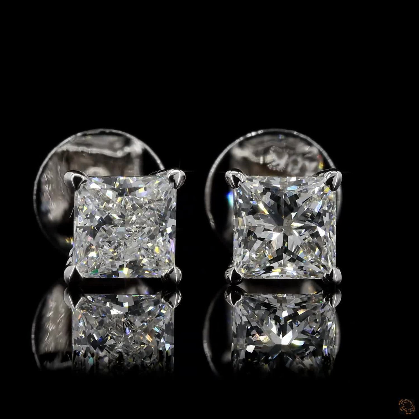 Princess cut lab grown diamond stud earrings 1 carat total