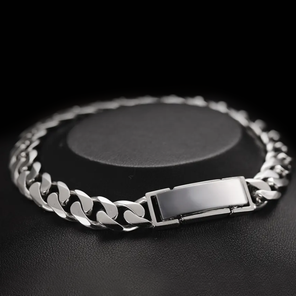 Elegant men’s platinum Miami Cuban hollow bracelet