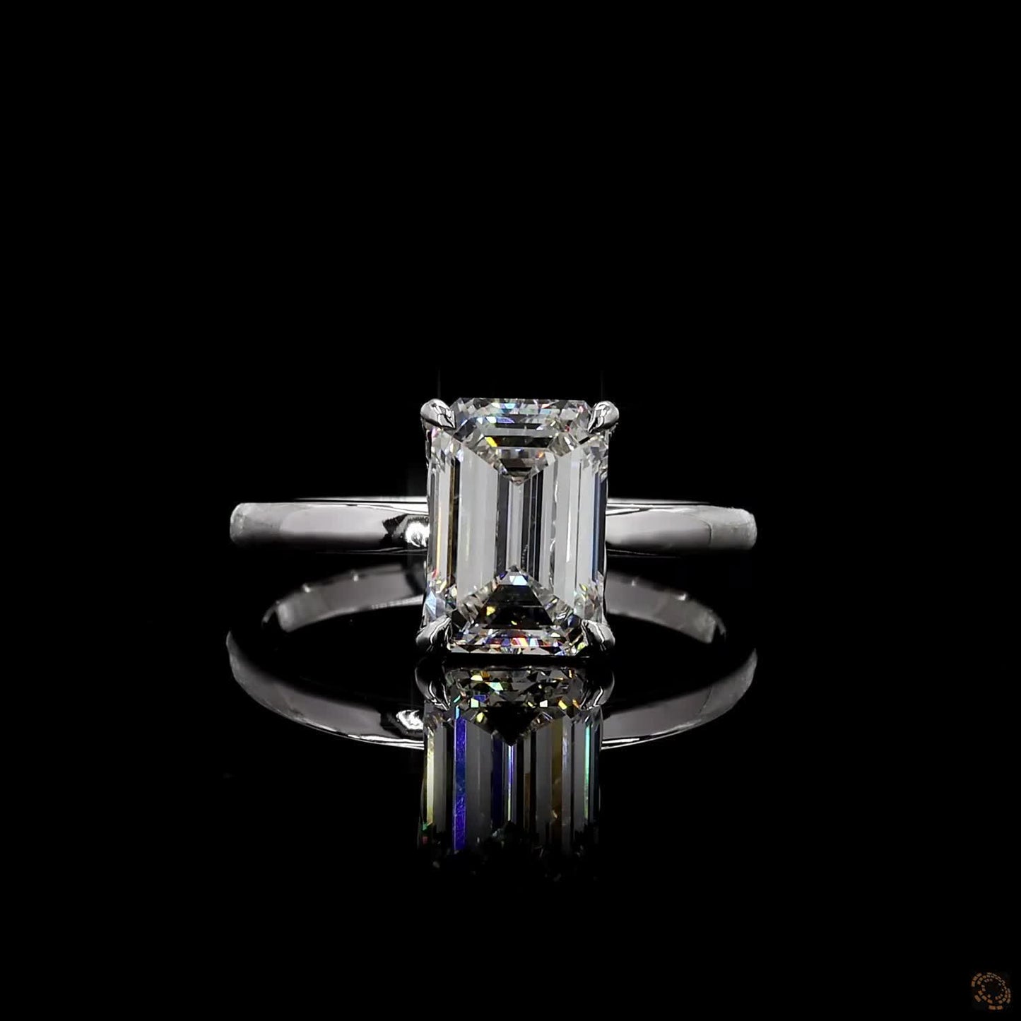 emerald cut lab grown diamond ring white gold