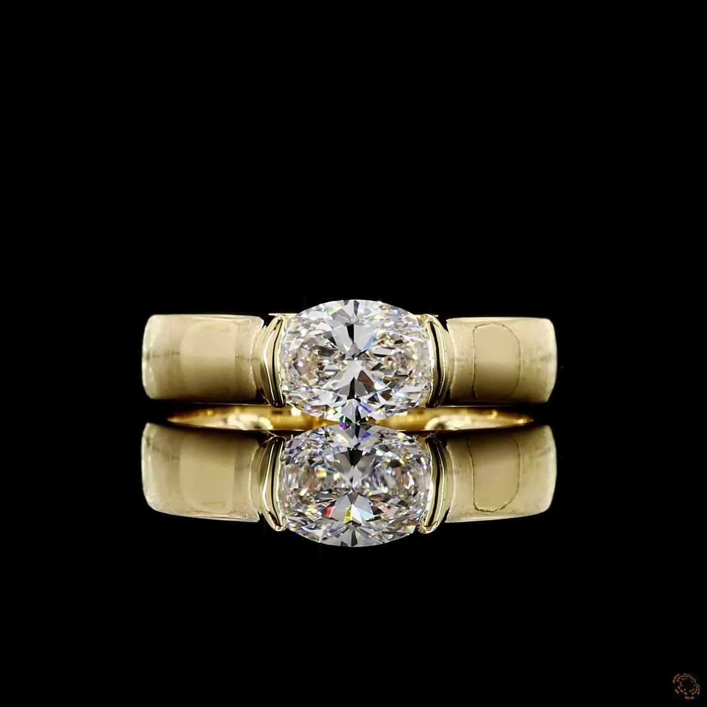 Yellow gold lab grown diamond ring 1 carat oval cut