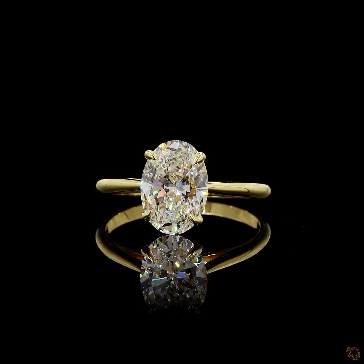 Yellow gold lab grown diamond engagement ring 2 carat oval cut