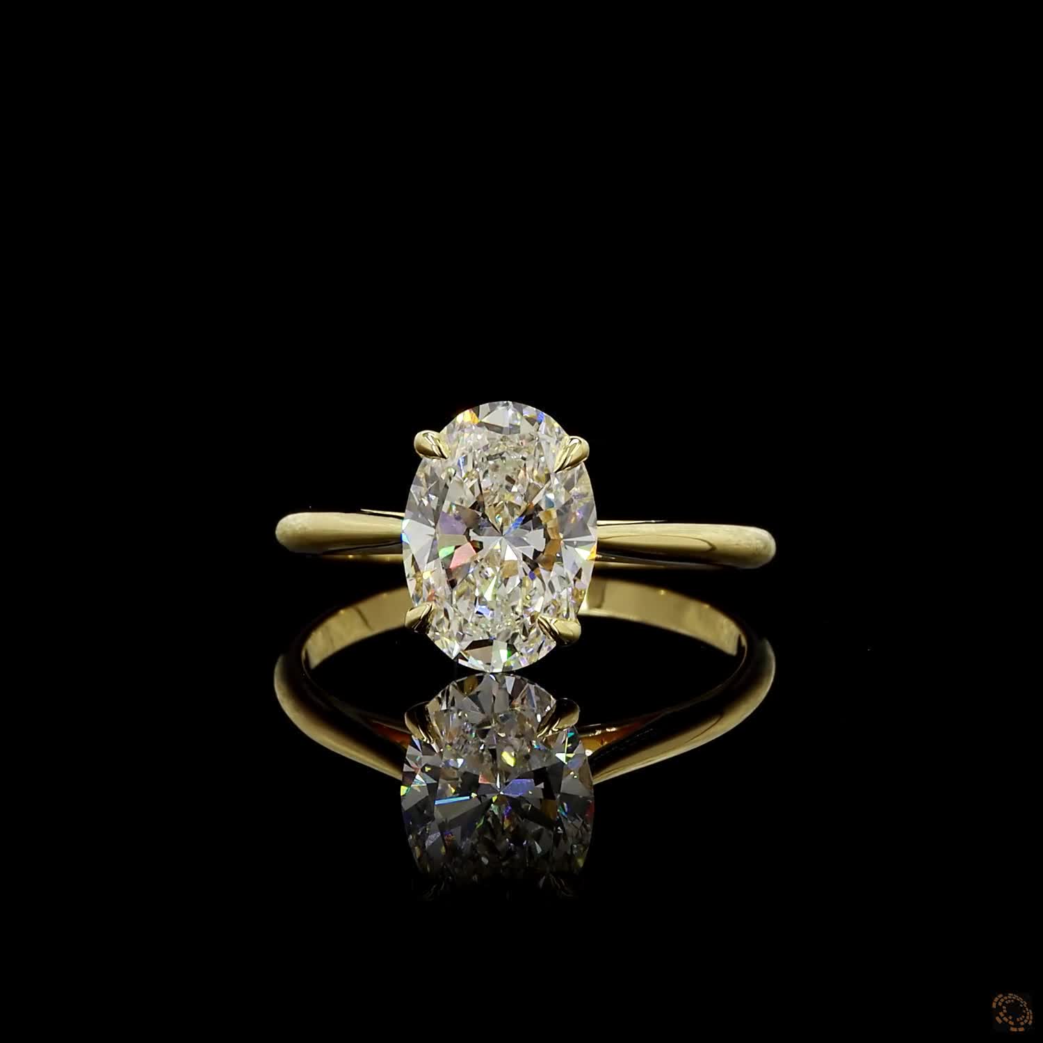 Yellow gold lab grown diamond engagement ring 2 carat oval cut