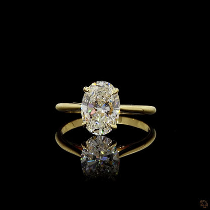 Yellow gold lab grown diamond engagement ring 2 carat oval cut