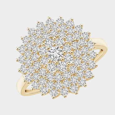 Classic Yellow Gold Statement Ring Featuring Round Lab Diamond