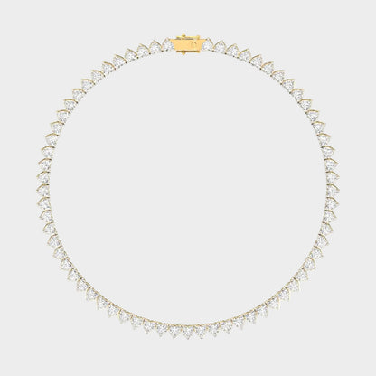 30 Ct Heart Cut Lab-Grown Diamond Tennis Necklace In 14K Yellow Gold