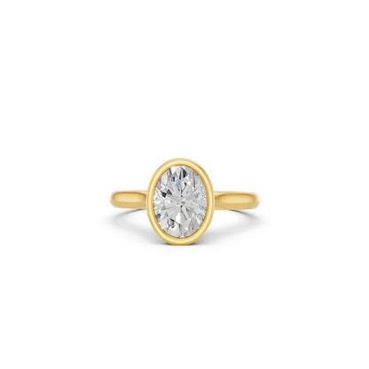 1.1 Ct Oval and Round Cut Lab Grown Diamond Ring in 18K Yellow Gold