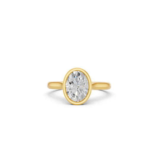 1.1 Ct Oval and Round Cut Lab Grown Diamond Ring in 18K Yellow Gold