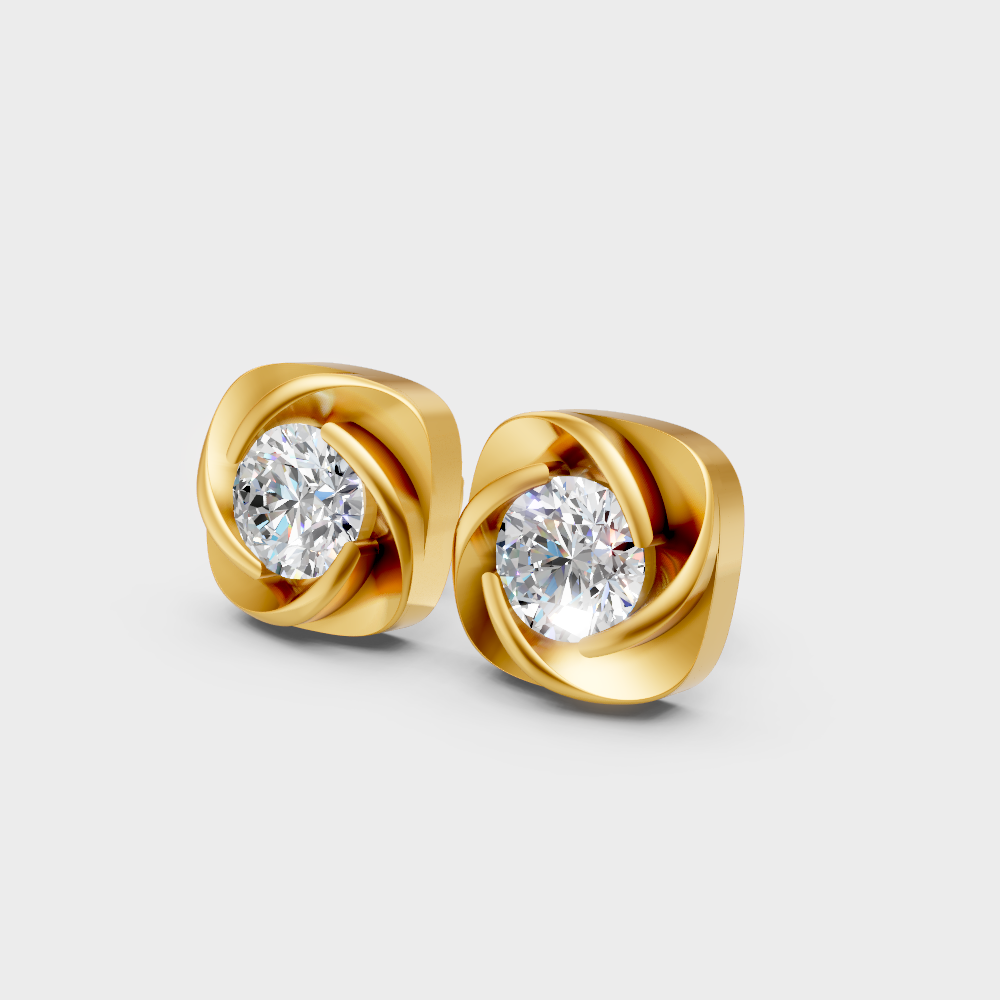 Luxury 0.90 Ct Each Lab Grown Diamond Stud Earrings In 18K Yellow Gold Fine Jewelry