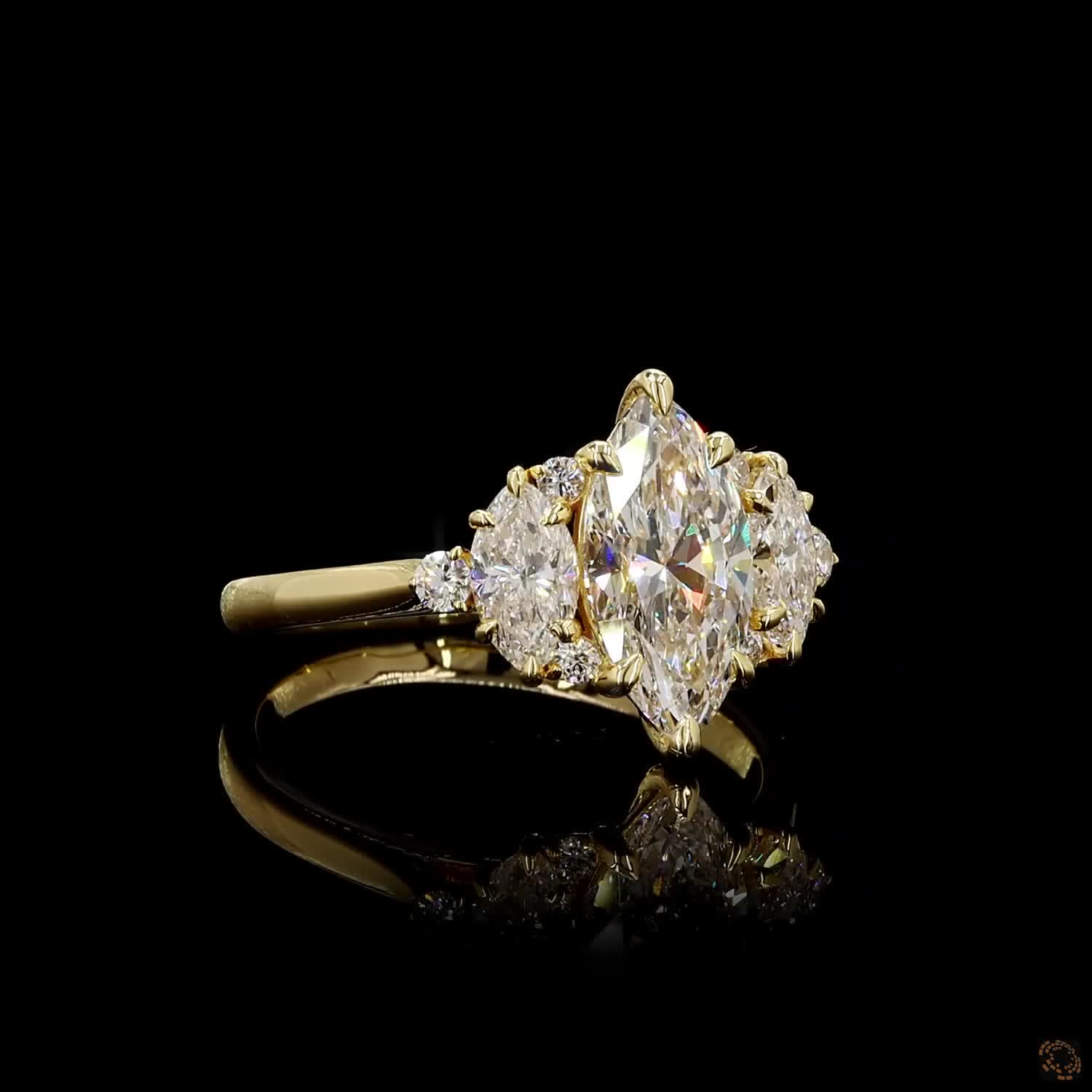 IGI/GLI Certified 2.38 Ct Diamond Engagement Ring In 14K Yellow Gold