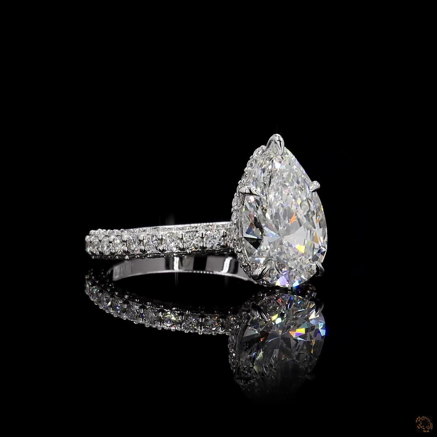 igi certified pear cut lab grown diamond hidden halo ring