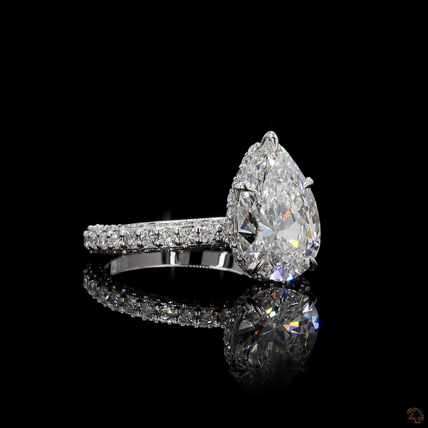igi certified pear cut lab grown diamond hidden halo ring