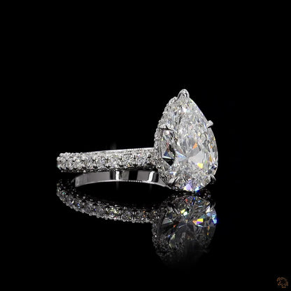 igi certified pear cut lab grown diamond hidden halo ring