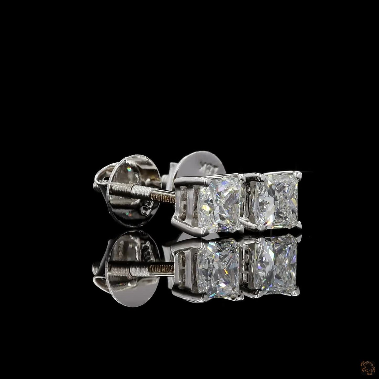 0.50 ct each princess cut lab grown diamond earrings
