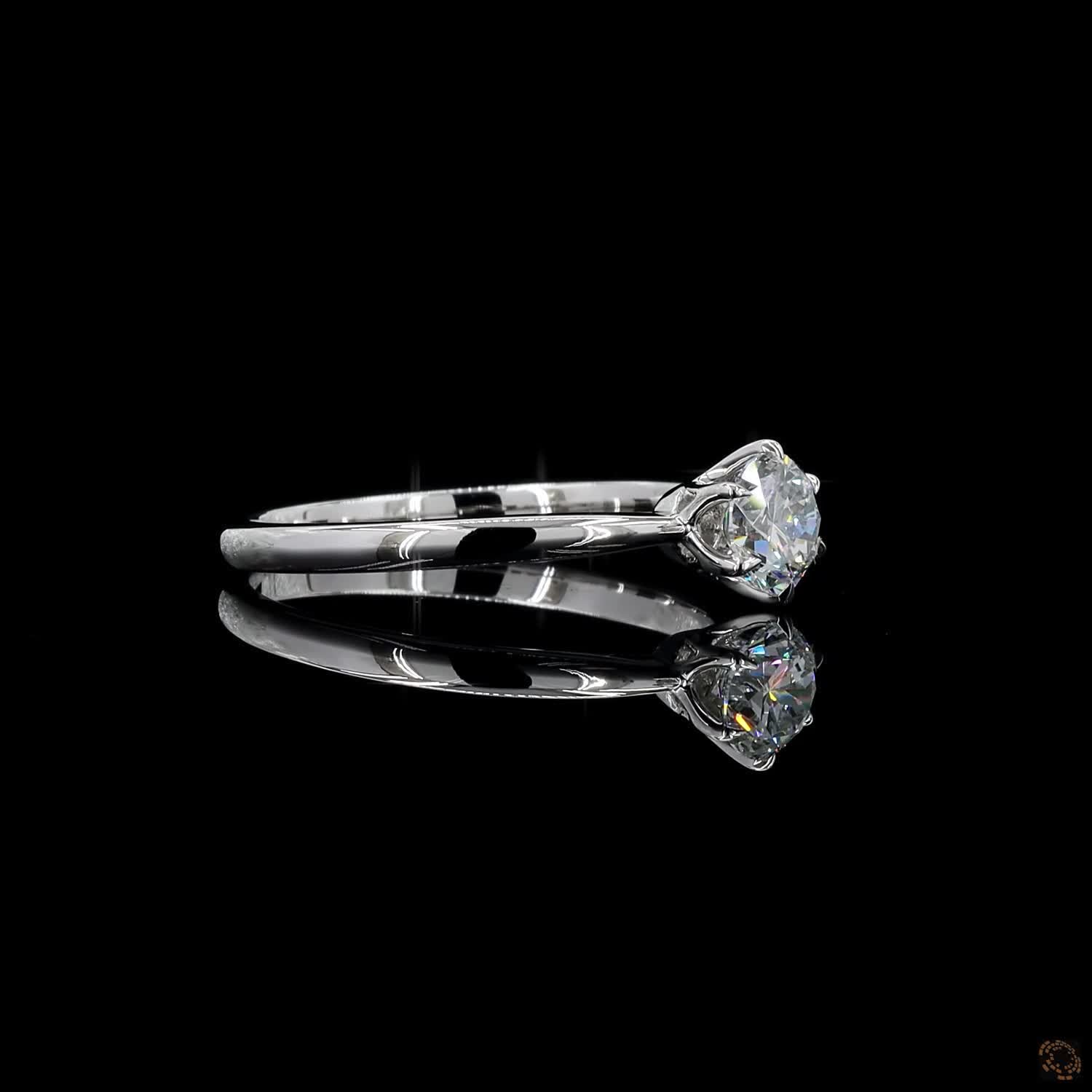 white gold lab grown diamond engagement ring round cut