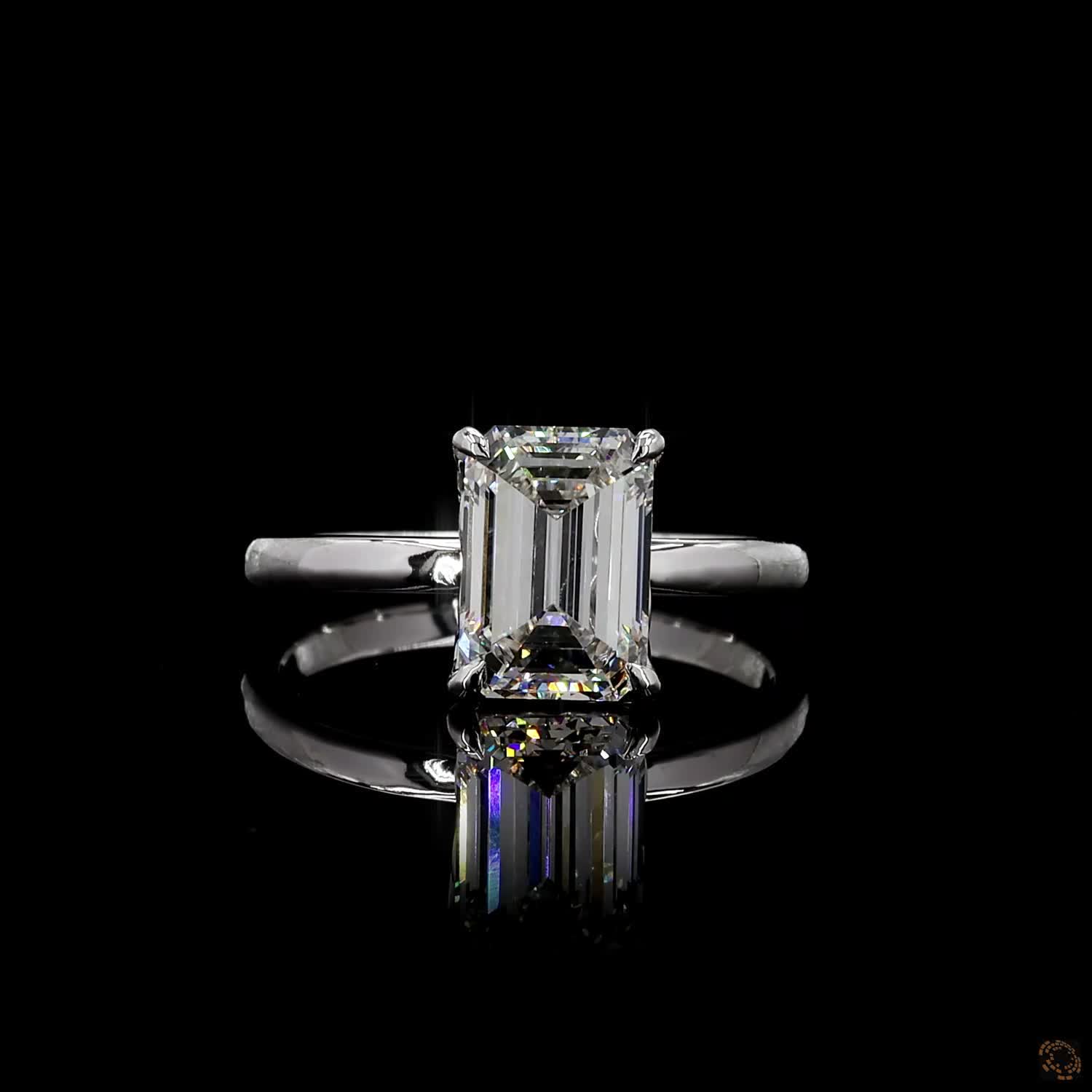 white gold emerald cut diamond engagement ring
