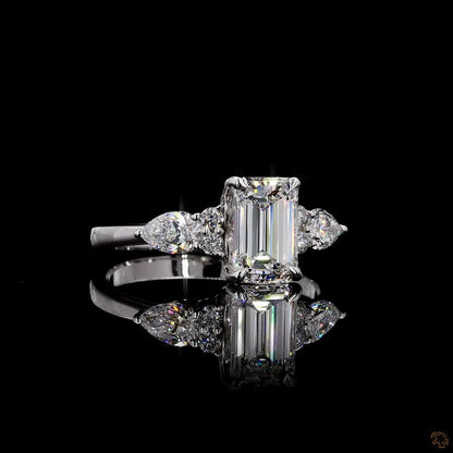 igi certified lab grown diamond ring emerald cut white gold