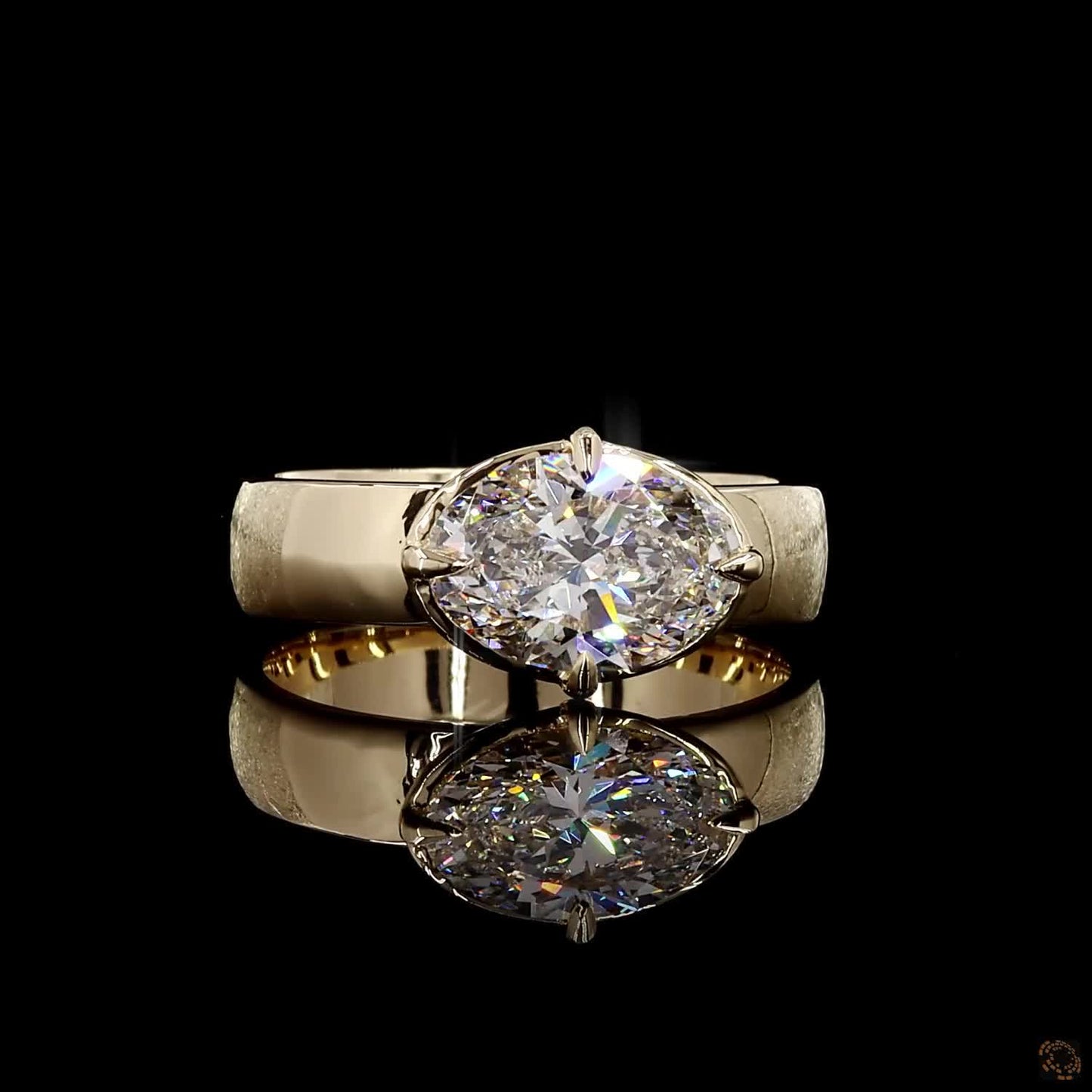Yellow gold lab grown diamond ring 2 carat oval cut