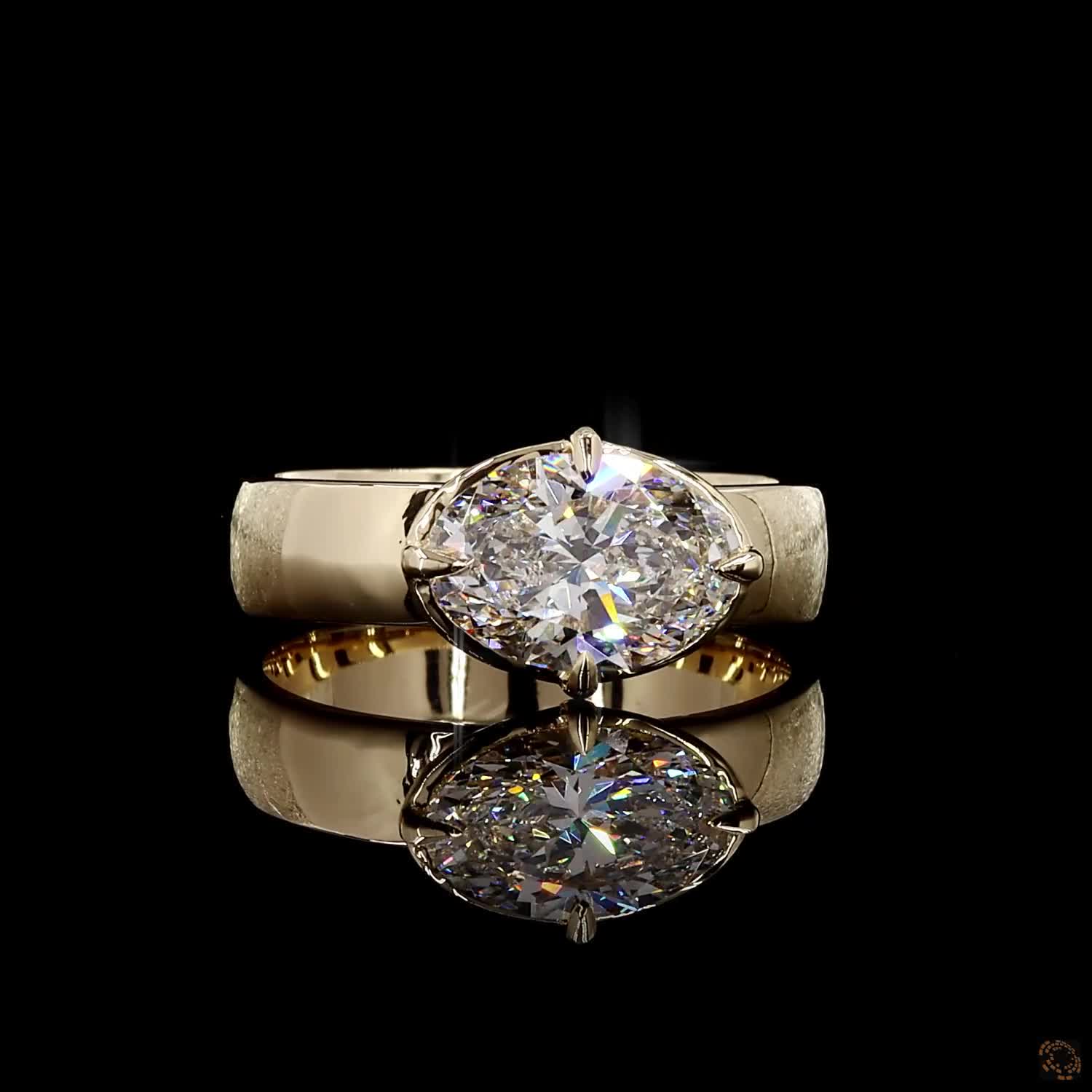 Yellow gold lab grown diamond ring 2 carat oval cut