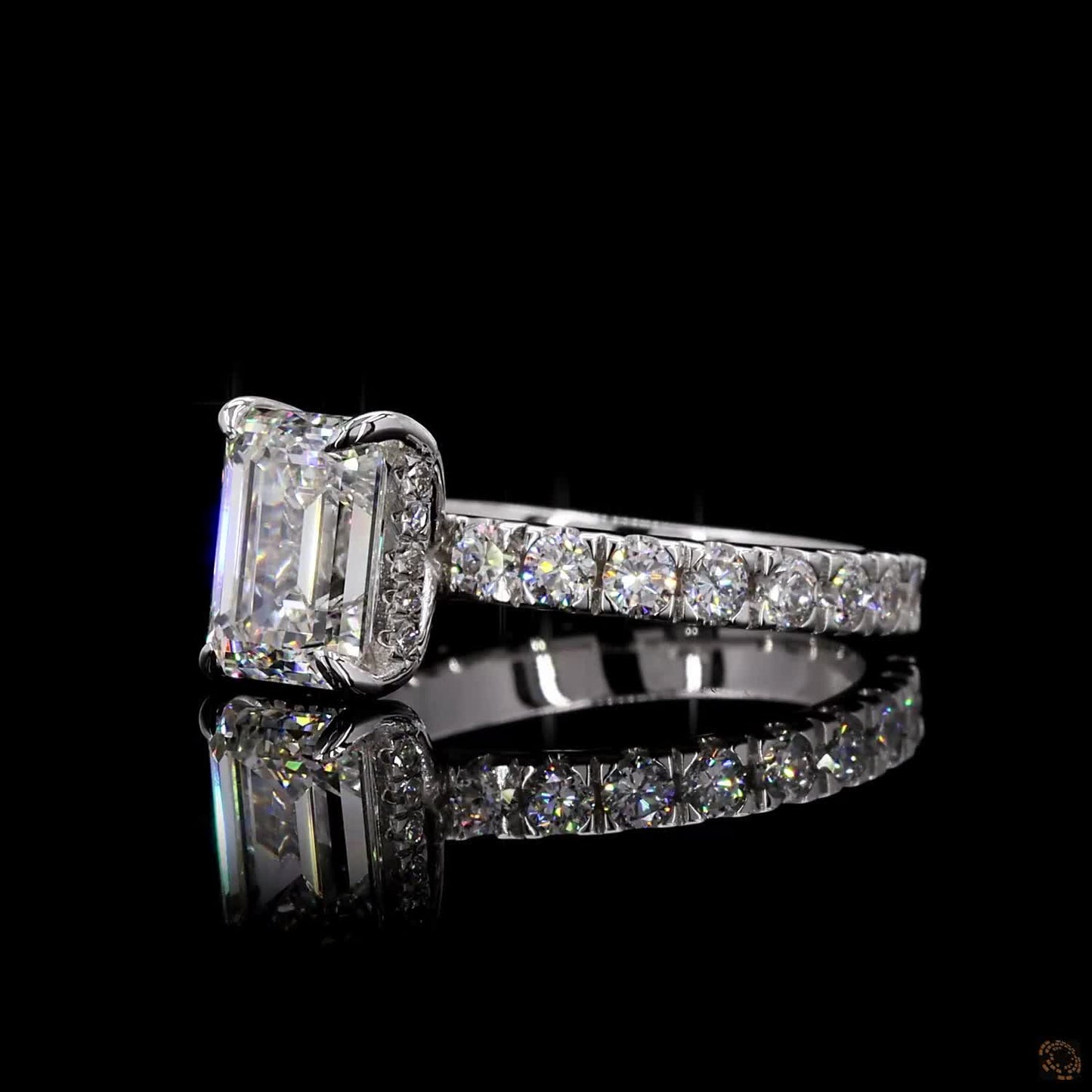 Hallmark white gold emerald round lab grown diamond ring