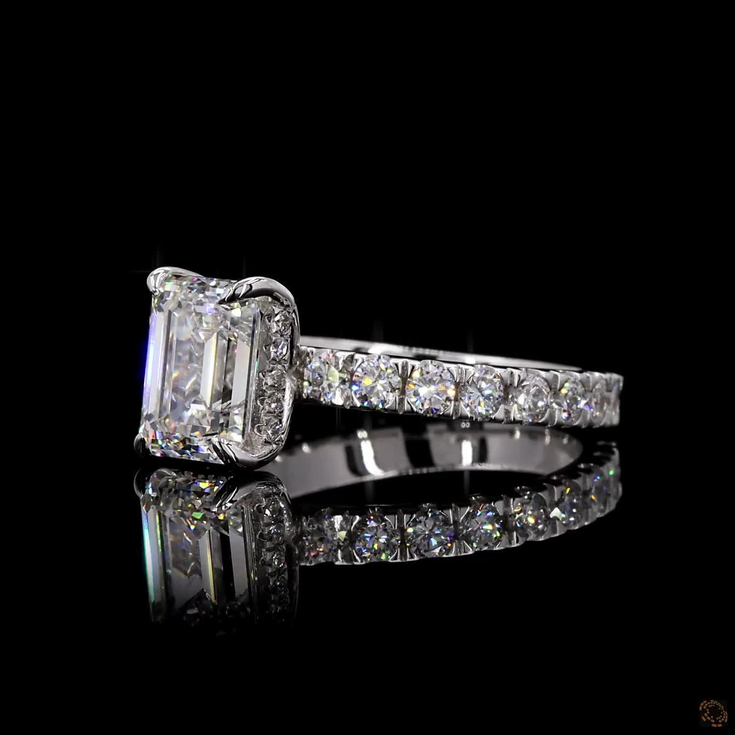 Hallmark white gold emerald round lab grown diamond ring
