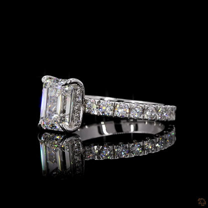 Hallmark white gold emerald round lab grown diamond ring