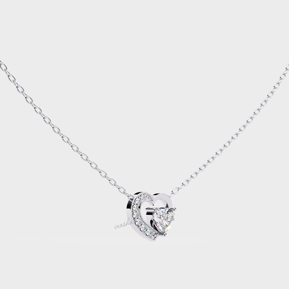 Luxury lab grown heart diamond pendant with chain white gold
