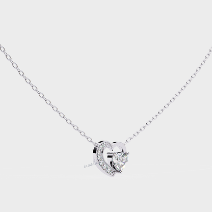 Luxury lab grown heart diamond pendant with chain white gold