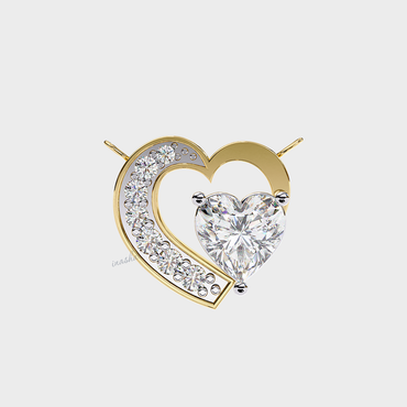 Heart round cut lab grown diamond necklace 9K 14K 18K yellow gold
