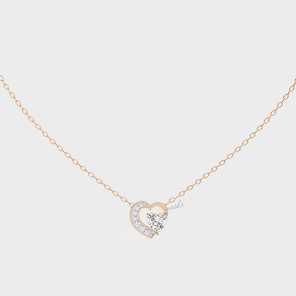 IGI GLI certified lab grown heart and round cut diamond pendant in rose gold