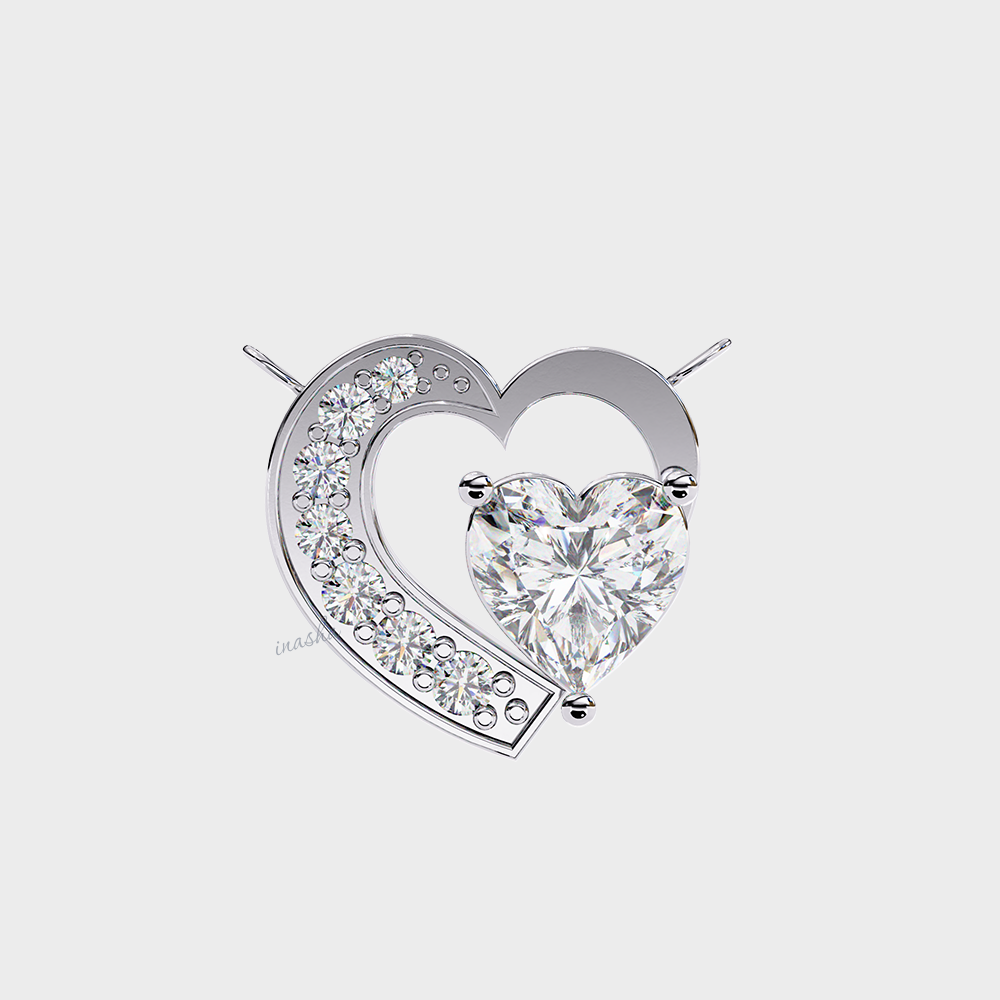 Heart round cut lab grown diamond necklace in 950 platinum