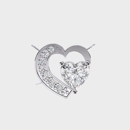 Heart round cut lab grown diamond necklace in 950 platinum