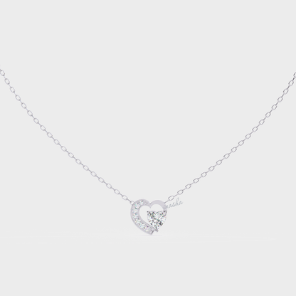 IGI GLI certified lab grown heart and round cut diamond pendant in white gold
