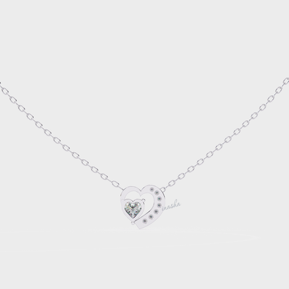 Heart round cut lab grown diamond necklace in 950 platinum