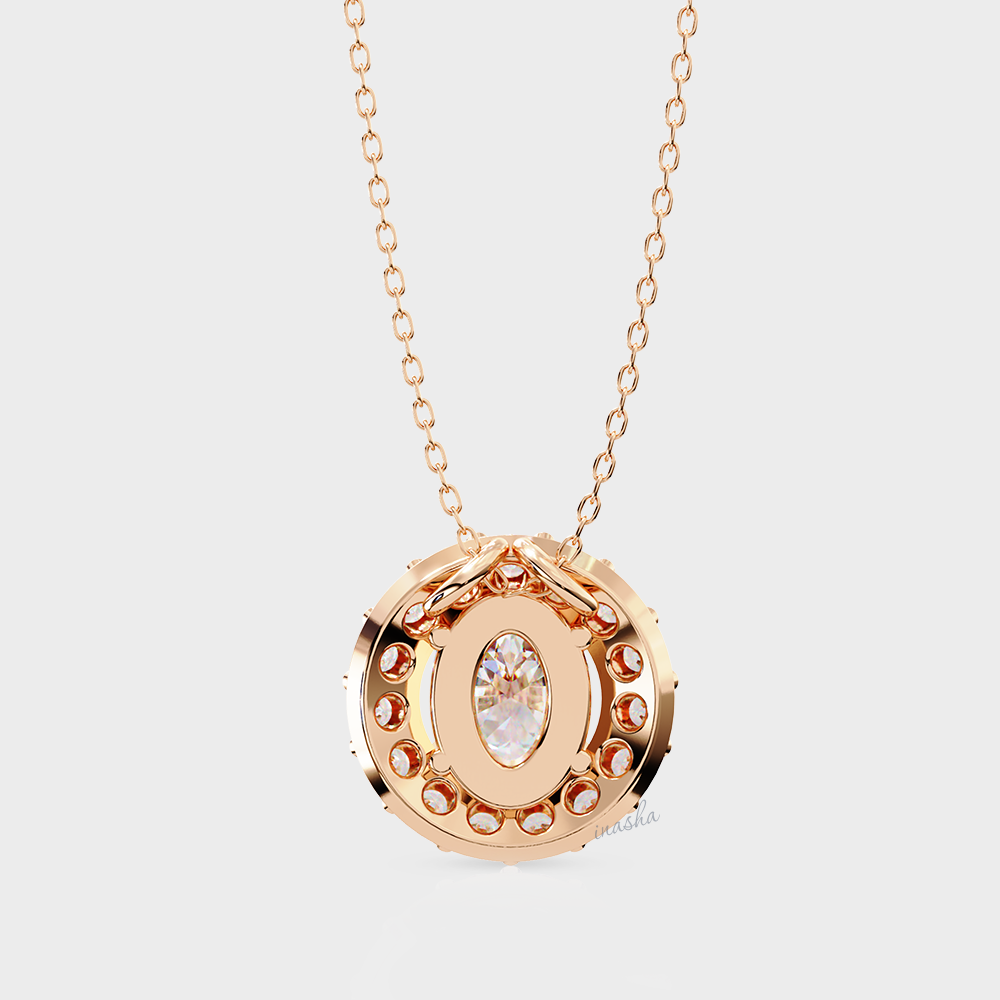 Hallmarked rose gold lab grown diamond halo pendant IGI GLI certified fine jewelry
