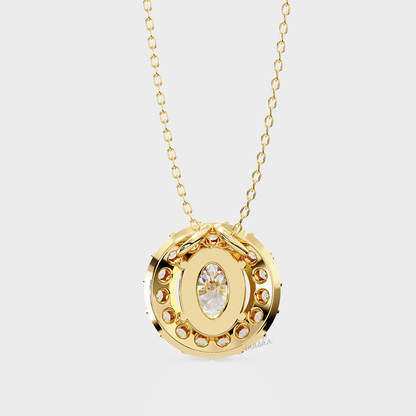 Hallmarked yellow gold lab grown diamond halo pendant IGI GLI certified fine jewelry