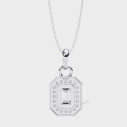 Hallmarked white gold and platinum lab grown diamond halo solitaire pendant IGI GLI certified luxury