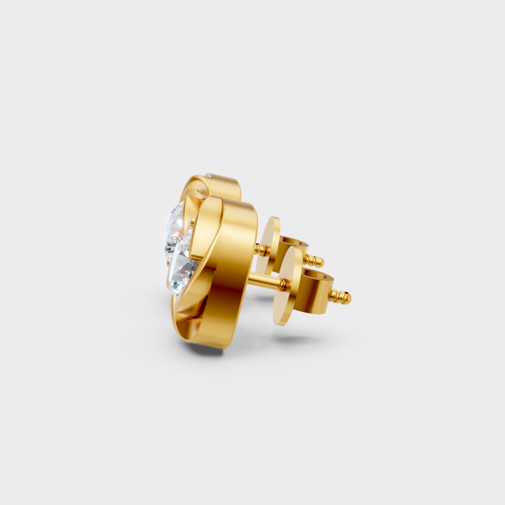 Ethical Lab Created Diamond Stud Earrings 0.90 Ct Each In 9K Yellow Gold