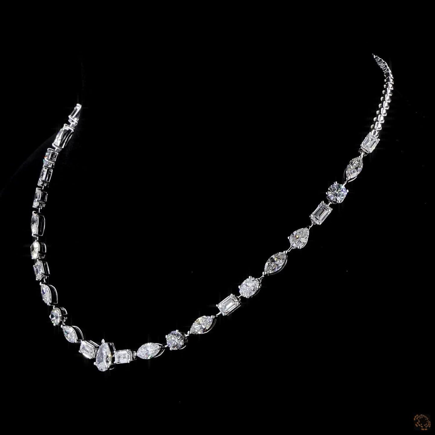 Luxury 12.70 Ct Lab-Grown Multishape Diamond Tennis Necklace In 14K White Gold