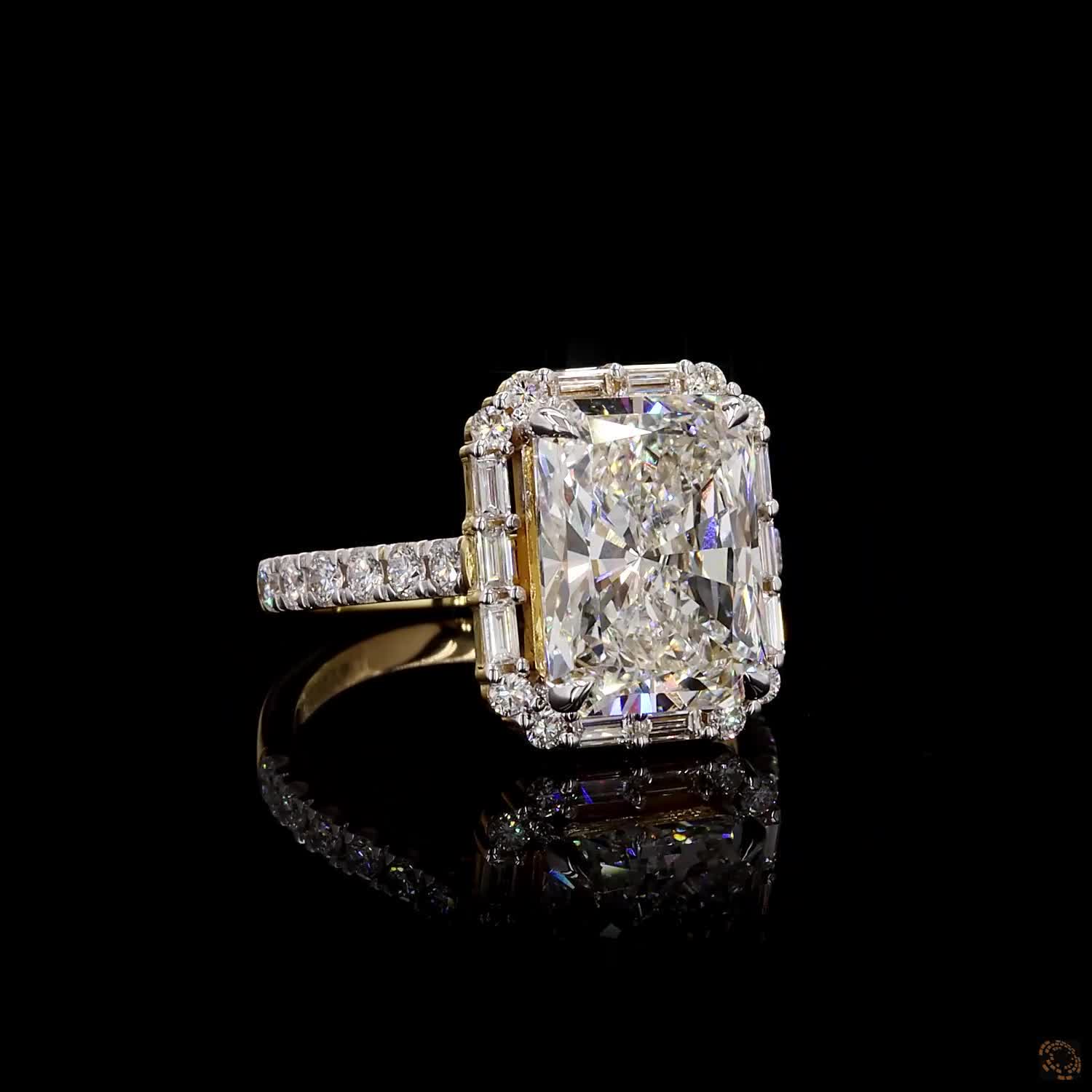 IGI GLI certified lab grown diamond halo ring yellow gold