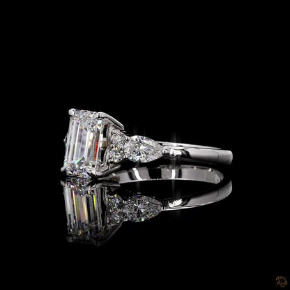 hallmark white gold emerald pear lab grown diamond ring