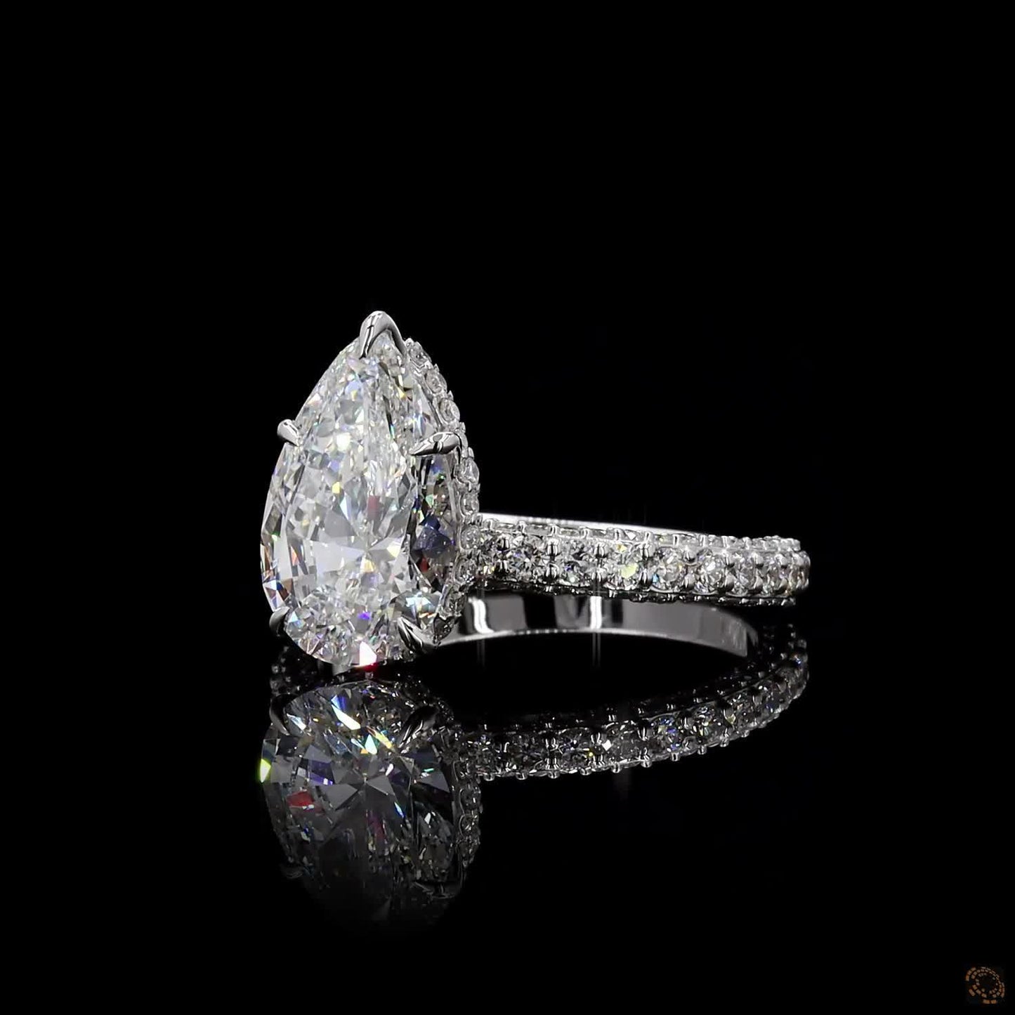hallmark white gold pear round lab grown diamond ring