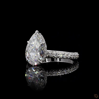 hallmark white gold pear round lab grown diamond ring